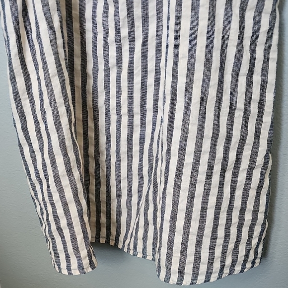 Universal Thread Navy White Linen Blend Milk maid Striped Puff Sleeve Dress XXL - Picture 7 of 14